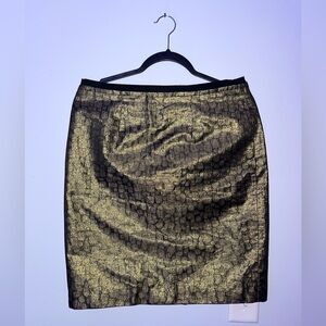 LOFT Gold and Black Pencil Skirt